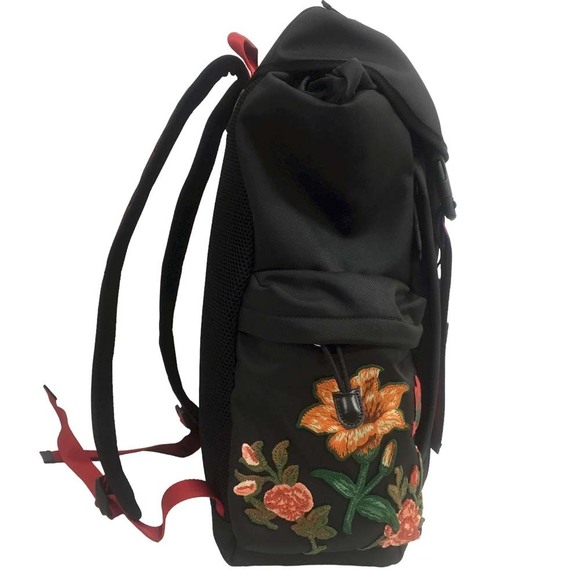 Gucci Tiger Backpack Travel Bag Push Lock Techno Canvas Black - Picture 3 of 9